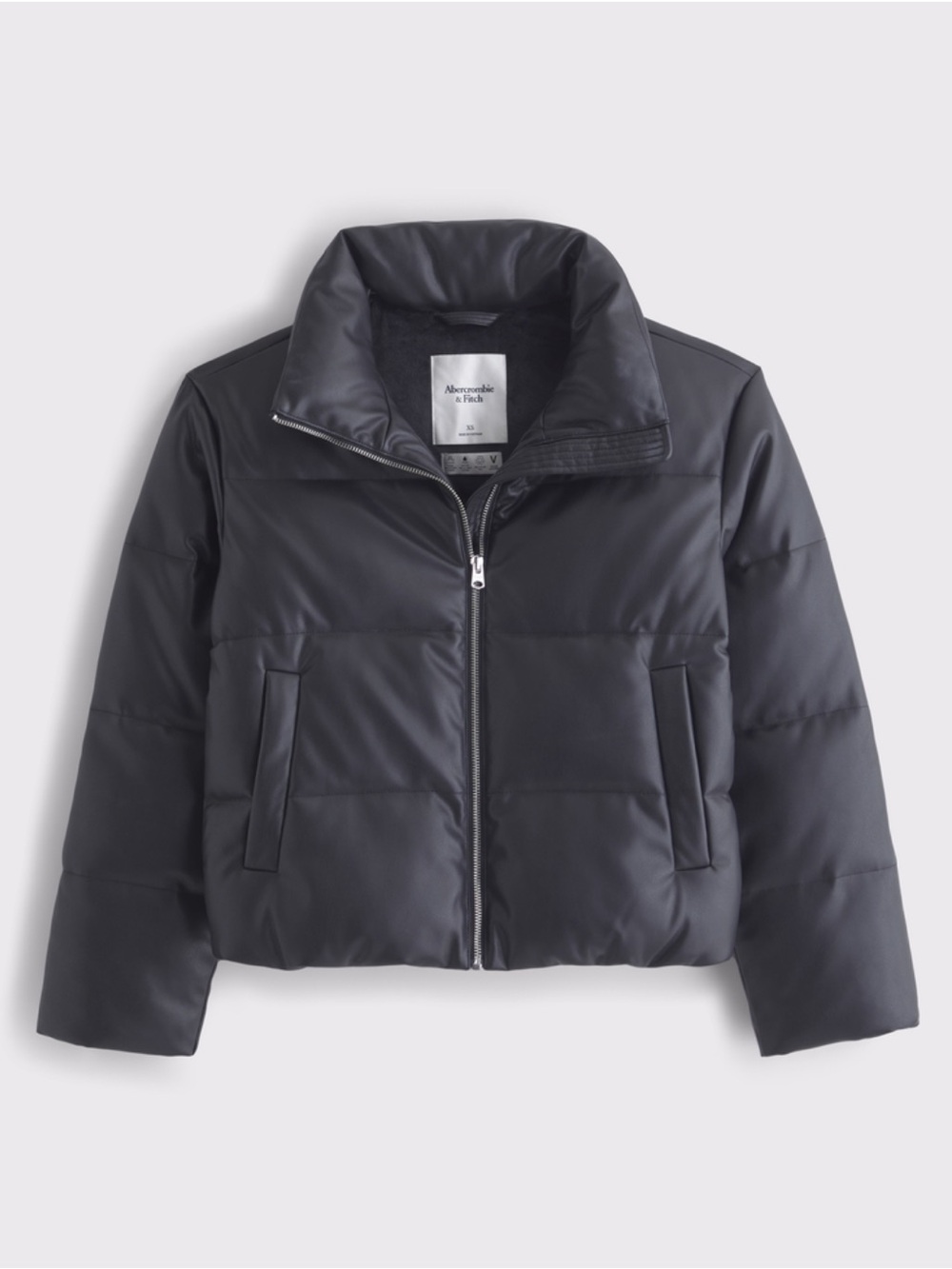 Abercrombie & Fitch black leather puffer